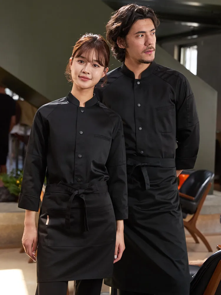 Professionelle Kochjacke mit Langen Ärmeln für Gastronomie, Küchenjacke, Restaurant-Kellner-Uniform