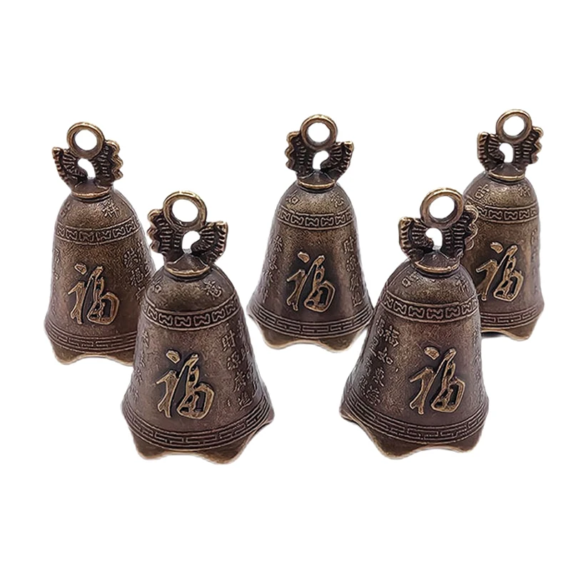 Antigo Mini latão cobre escultura Bell, Guanyin Bells, Shui Feng Bell, Convite Buda Budismo