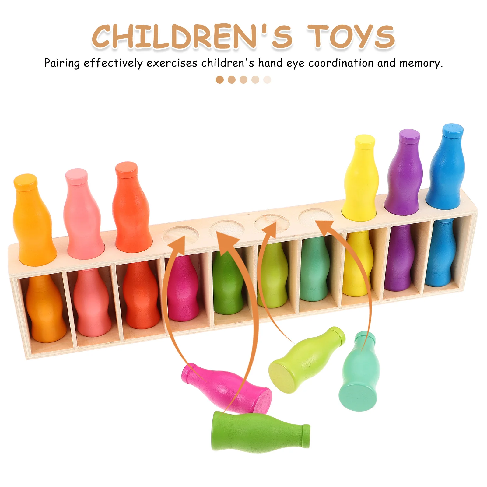 1 セット木製マッチング幼児用子供用ドリンクボトルデザイン色分類ゲーム就学前学習活動モンテッソーリ感覚
