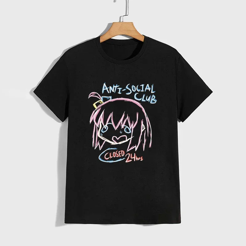 Summer High Quality 100% Cotton T-shirt Japan Anime Bocchi Pattern Tshirt Men Women Daily Casual Comfort Tees Unisex O-neck Tops
