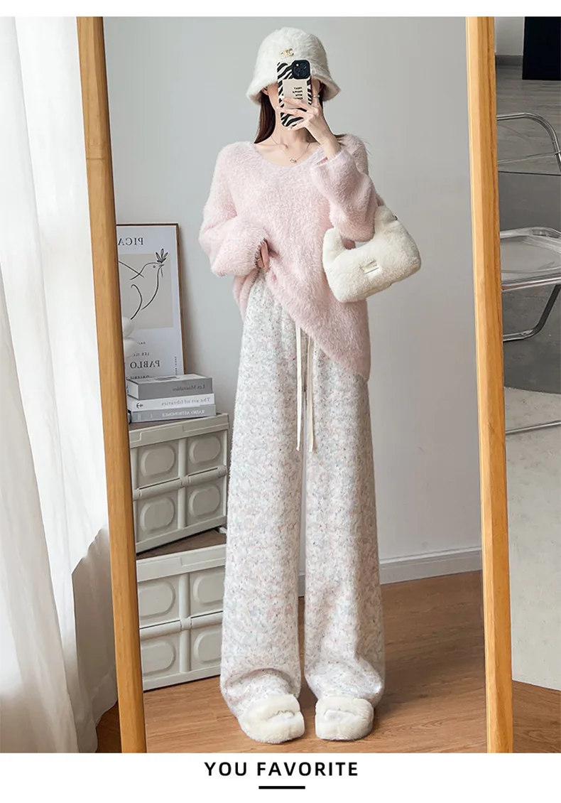 

Широкие брюки для миниатюрных женщин, женские весенние американские повседневные трендовые удобные свободные брюки для городских поездок, софтшелл против морщин