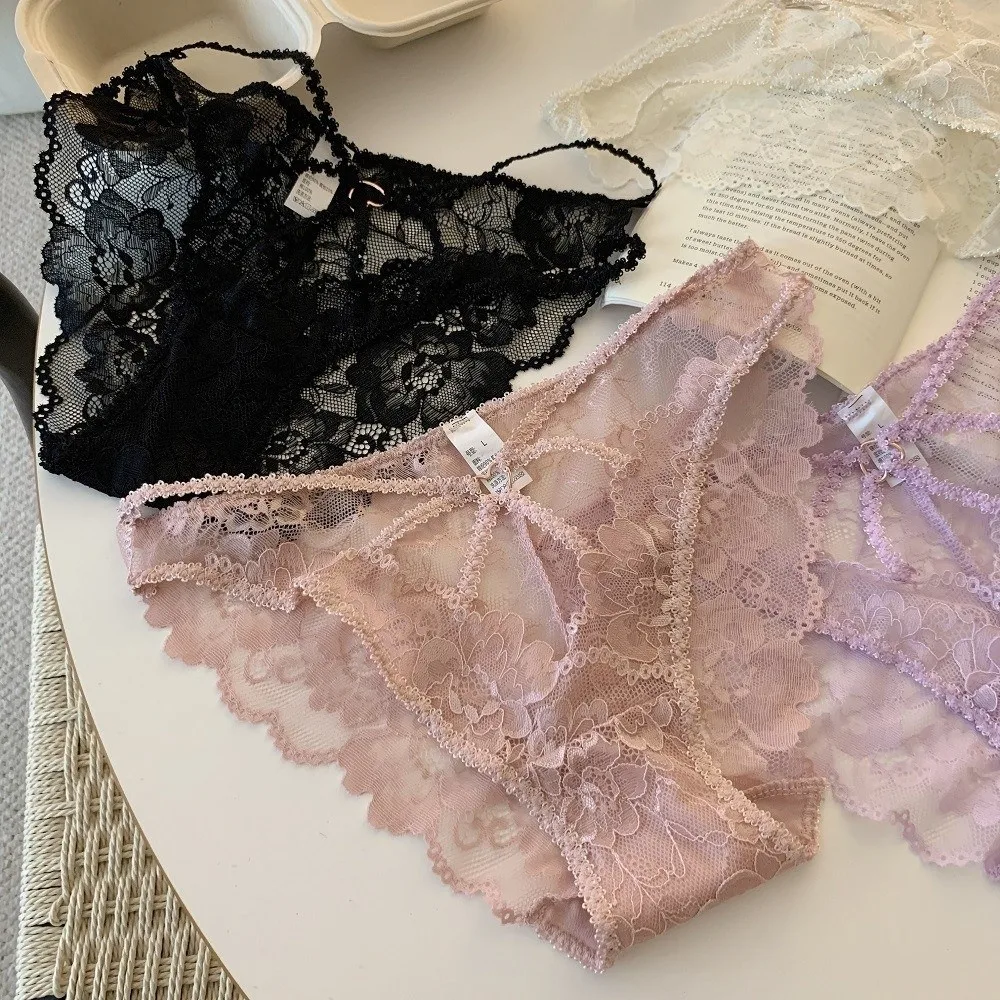 Large Size High Waist Lace Panties Cotton Crotch Transparent Underwear for Women Thin Mesh Lace Briefs Comfortable