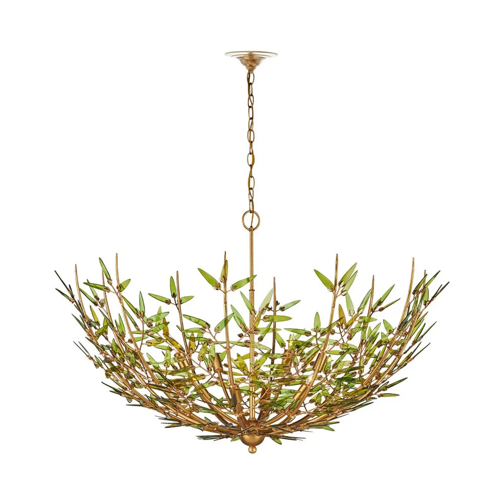 

Green Glass LED Chandeliers Gold Luxury Lighting Illuminator for Living Room Bedroom Kitchen Isand Hanging Light Fixture Lamp