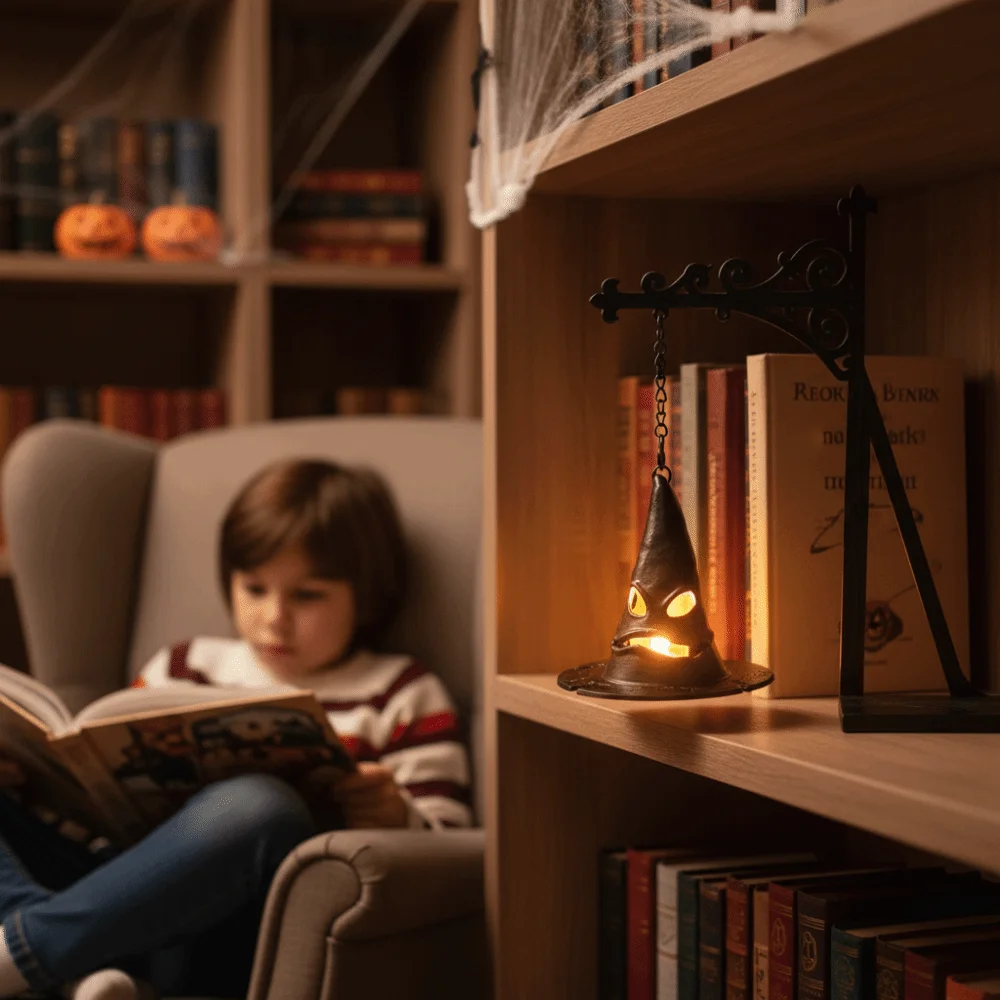 LED Light Bookshelf Insert Light Vintage Style Lightweight Halloween Ghost Lamp Durable Plastic Hook Design