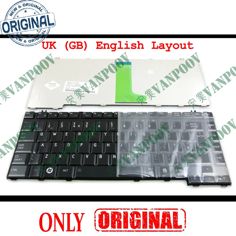 

UK English Laptop Keyboard for Toshiba Satellite A200 A205 A210 A215 A300 A305 A305D A350 A350D A355 M300 M200 M305 Glossy Black