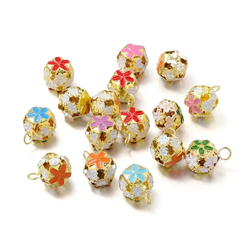 10/20 قطعة أجراس خمر سحر زهر الكرز أجراس الحديد Janpanese أجراس جوفاء قلادة DIY بها بنفسك الحرفية المفاتيح معلقة #2