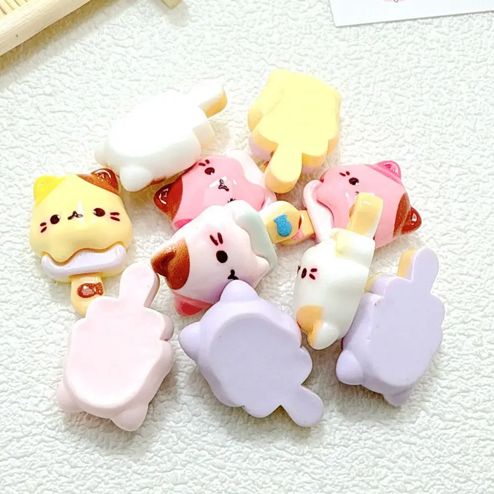 Kawaii Cartoon Shinning Cat Popsicle Resin Cabochon Flatback Charms DIY Jewelry Making Phone Case Dollhouse Decoration Craft​​