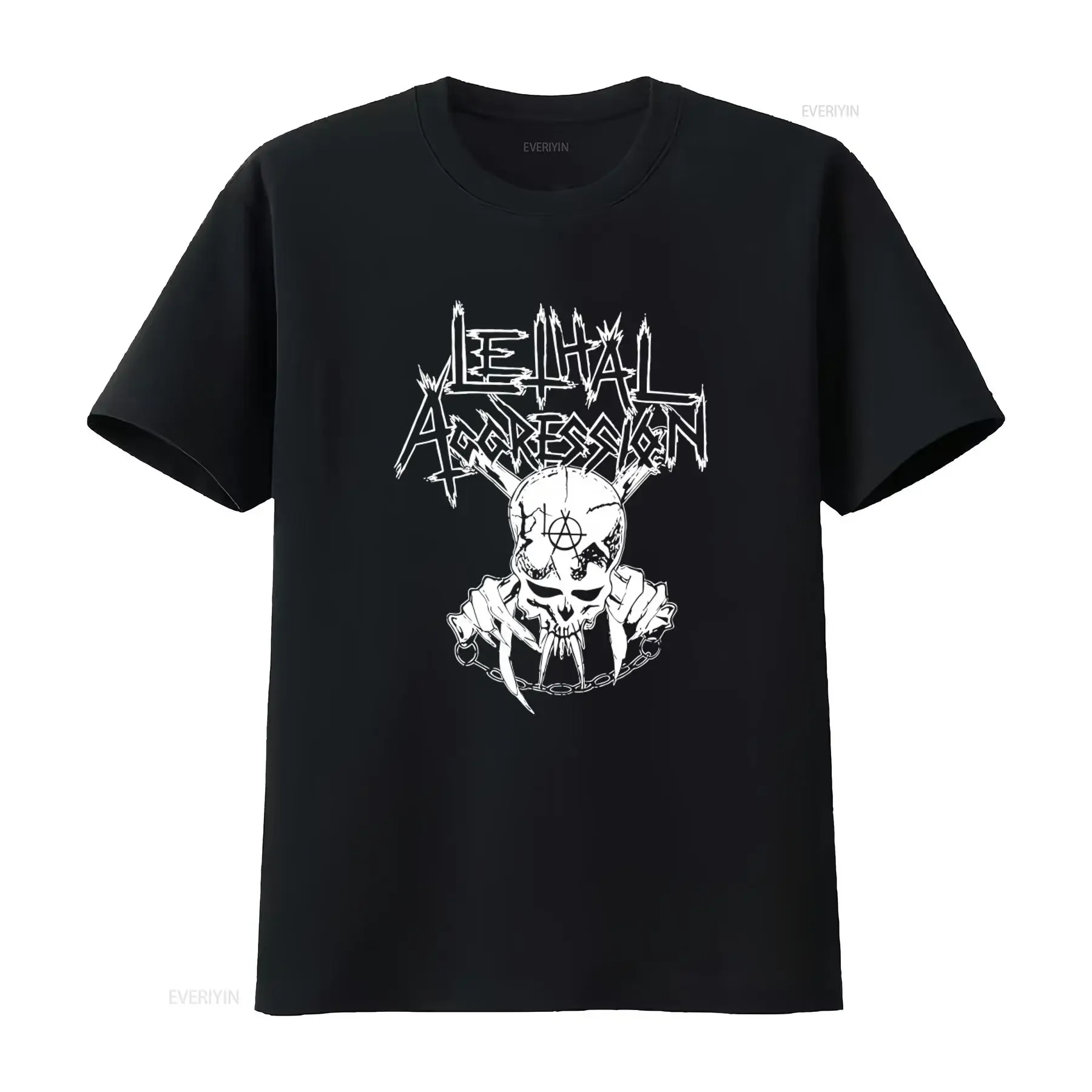 Lethal Aggression T Shirt Old School American Hardcore Skull Print 6 Colors vintage Washed Stylish Comfortable Versatile