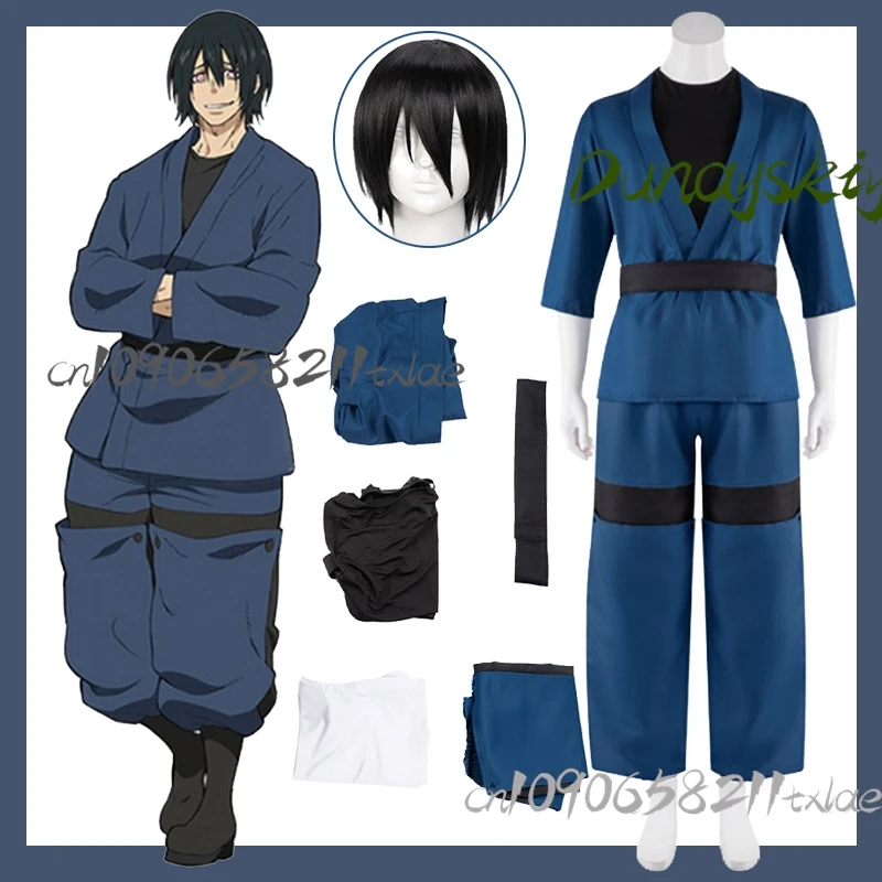 

^Fire Force Shinmon Benimaru COS Costume Full Set with Wig Anime Flame Samurai Uniform Halloween Stage Performance Outfit