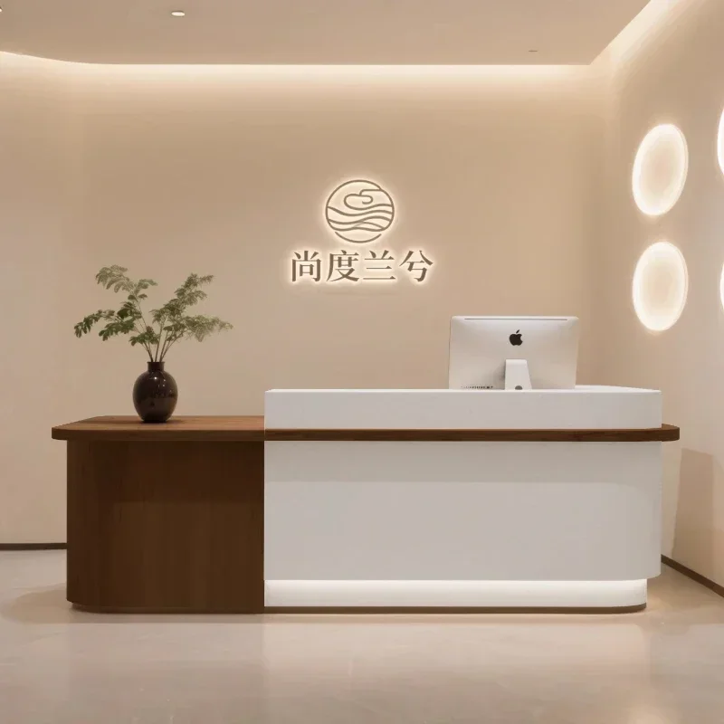 تصميم أمامي Mostrador De Tienda أثاث منزلي فاخر تعزيز مكاتب الاستقبال خدمة الجودة مكاتب تقف العملاء #3