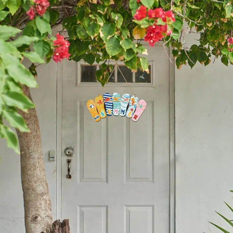 Hello Summer Door Sign Beach Decorations Handmade Wall Pediments Weather-Resistant Door Decor Home Décor Accents For Home Front