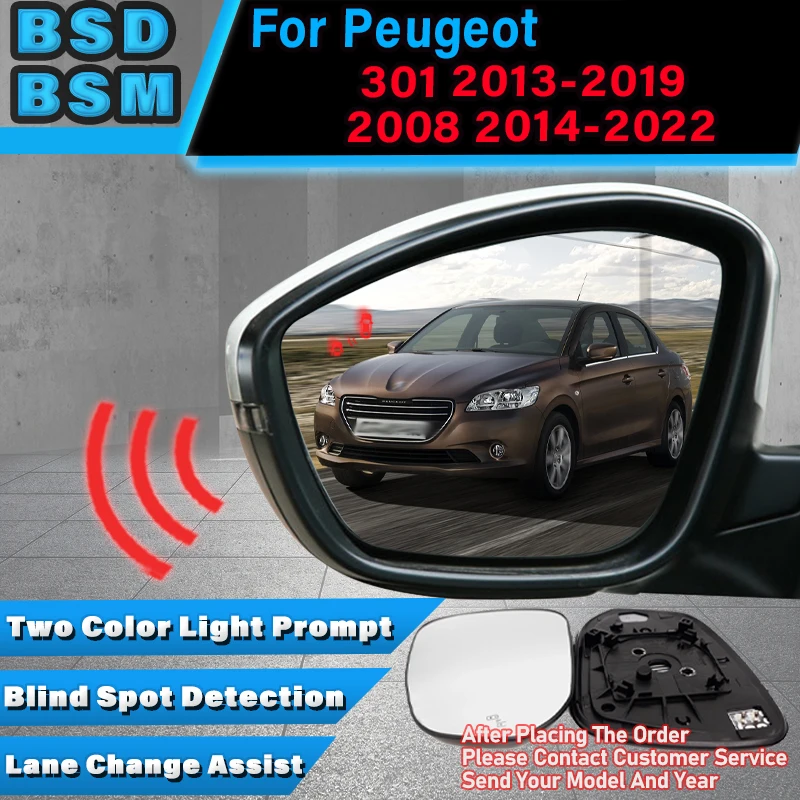 Car Mirror Blind Spot Detection System BSD BSA BSM For Peugeot 301 2008 2013-2019 Rear Radar Parking Sensor Lane Change Assist