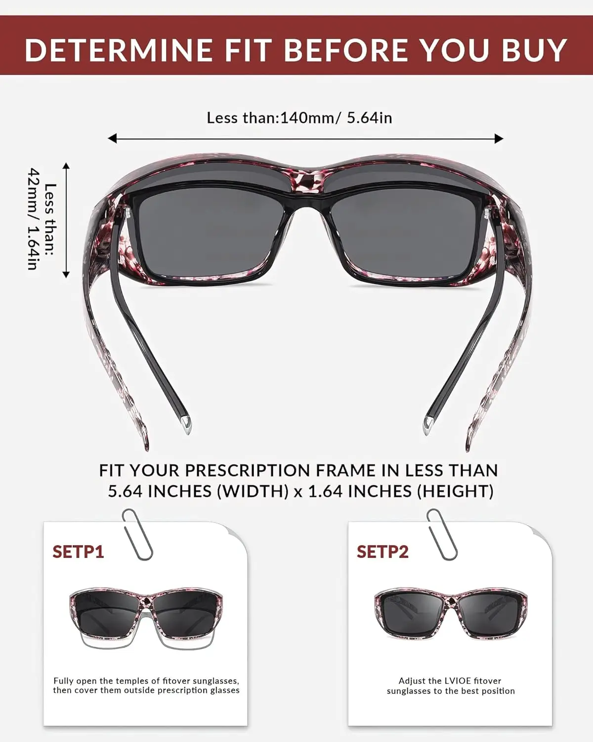 LVIOE Polarized Fit Over Glasses Sunglasses for Men Women to Wear Over Prescription Glasses with UV Protection LS024