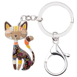 New Animal Key Chain Enamel Alloy Cat Key Chain Women's Car purse Handbag Pendant Couple Boutique Gift