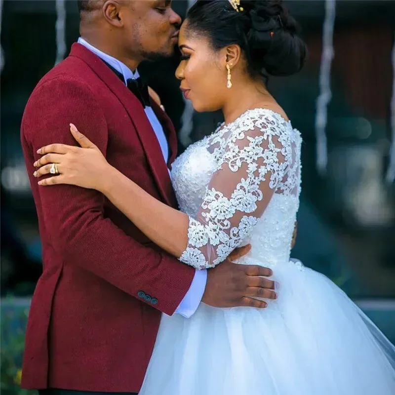 Robe de mariée personnalisée, grande taille, avec des Appliques en dentelle, sur mesure, robes de mariée africaines pour filles noires, 2025