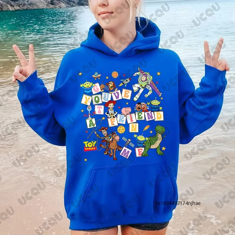 MINISO Cartoon Disney Toy Story Printed Cotton Hoodies For Women Autumn Winter Fashion Casual Long Sleeve Sweatshirt Couple Tops