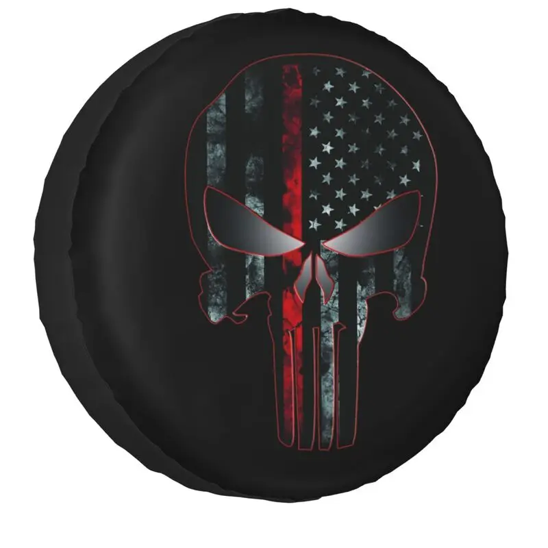 American Flag Punish Skeleton Skull Spare Wheel Cover for Mitsubishi Pajero 4x4 Trailer Tire Protector 14\