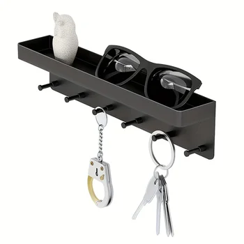 Portachiavi per decorazione da parete Scaffale per posta Organizzatore Appendiabiti per stoviglie Montaggio a parete con 6 ganci Rack di stoccaggio per cucina Bagno