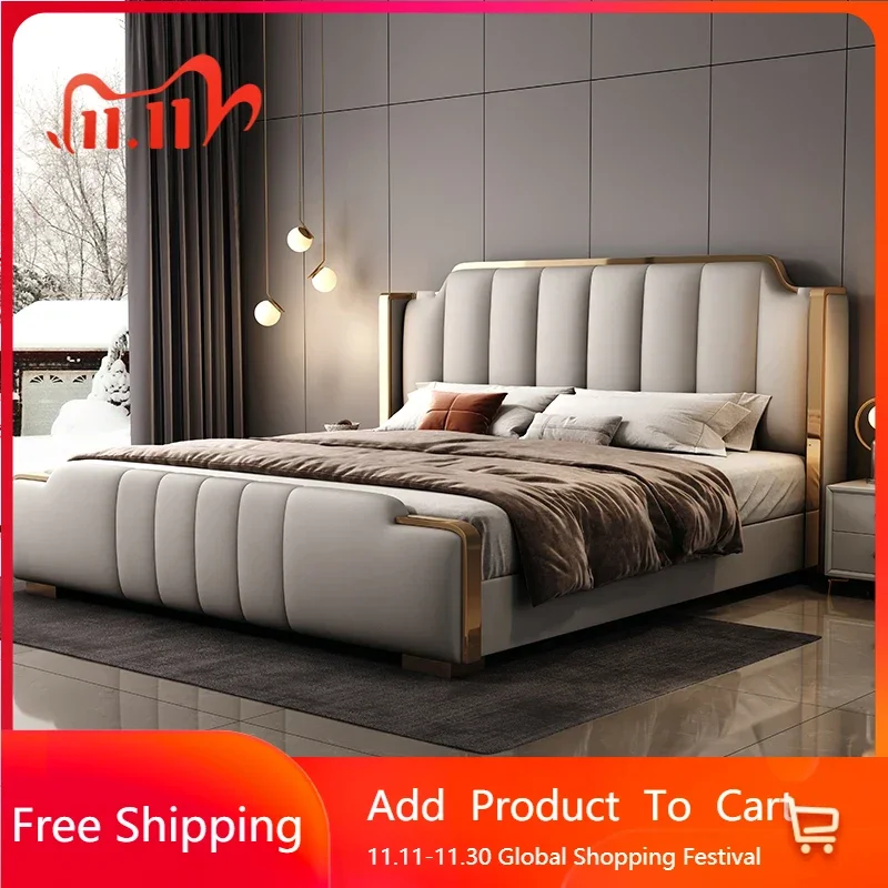 

Italian Luxury Beds Leather Modern Simple Storage Beds Queen White Bedroom Double Somieres Marcos De Cama Bedroom Furniture