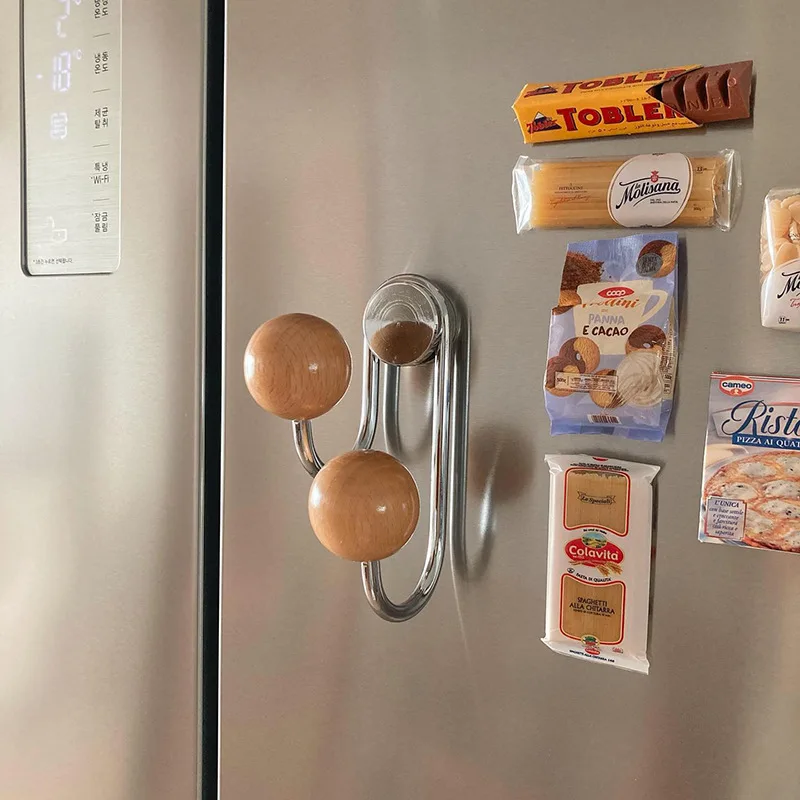 

MOMO Creative Magnetic Hooks No-punch Storage Magnet Hooks Anti-knock Household Magnetic Hooks Refrigerators Magnet Double Hook