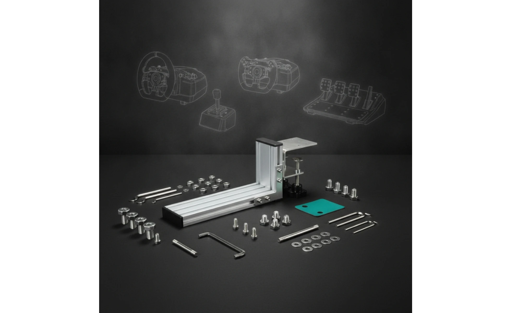 L-Shaped Bracket with Mounting Plates Adjustable Handbrake Mount Bracket Handbrake Mount Rigid Stainless Steel for Sim Racers