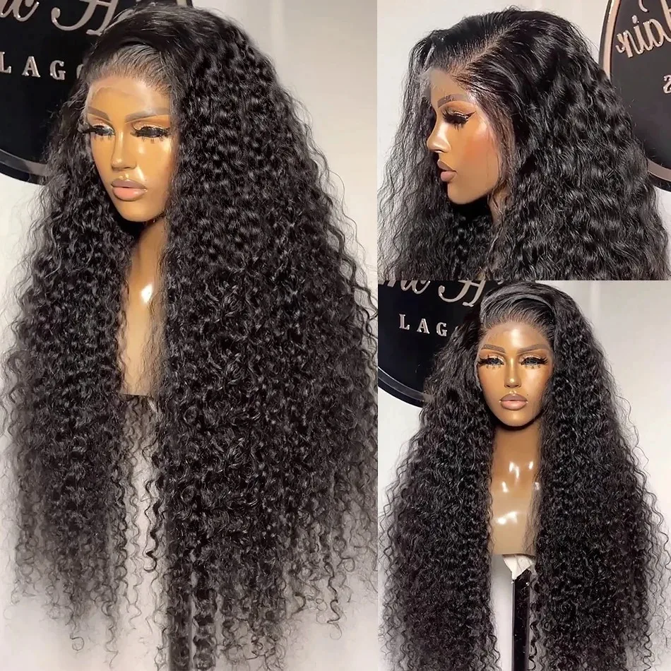 150% 13x4 13x6 HD Transparent Curly Wigs Loose Deep Wave Lace Front Wig Water Wave Lace Frontal Human Hair Wigs For Black Women