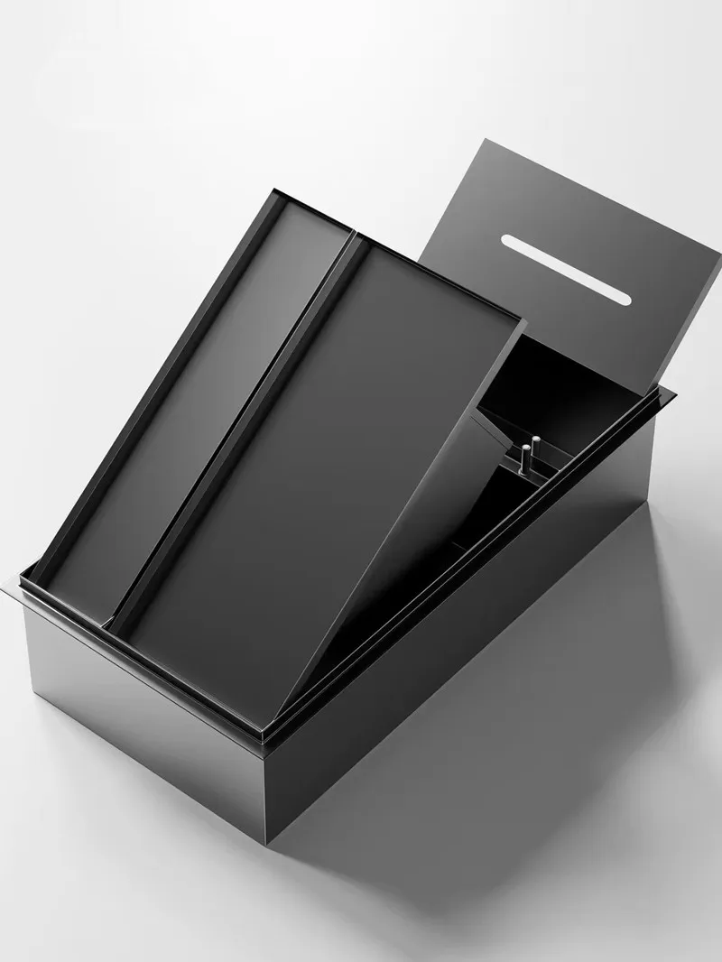Black Recessed Bathroom Wall Niche 304SS Embedded Multi‑Function Wall Cabinet with Trash Can Toilet Brush Tissue Holder