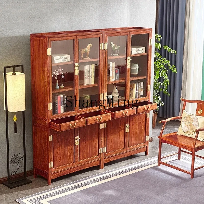 

SM mahogany bookcase solid wood study furniture multi-layer Bogu shelf display cabinet Chinese bookshelf elegant room