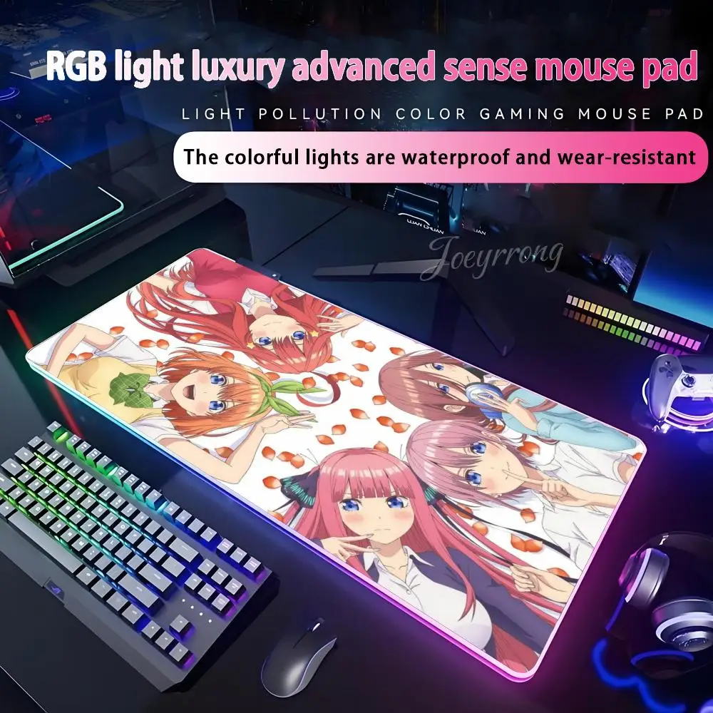 

The Quintessential Quintuplets Mouse Pad RGB Extended Gaming Keyboard Seven Colors LED Mats Large 1000x500mm XXL Gamer