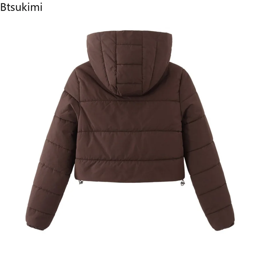 Winter Hooded Parkas Casual Down Cotton Coat Zipper Trend Bread Coat Women Long Sleeve Keep Warm Fashion Short Parkas Jackets