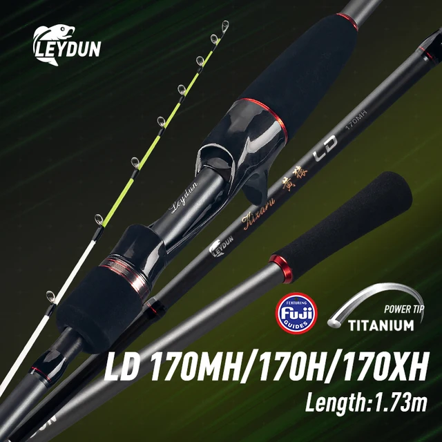 Varas de Pesca LEYDUN Kizaru 170MH/H/XH com Passadores FUJI, Ponta de Titânio Ultraleve, para Pesca de Lula e Polvo, Varinha de Lançamento para Pesca de Barco