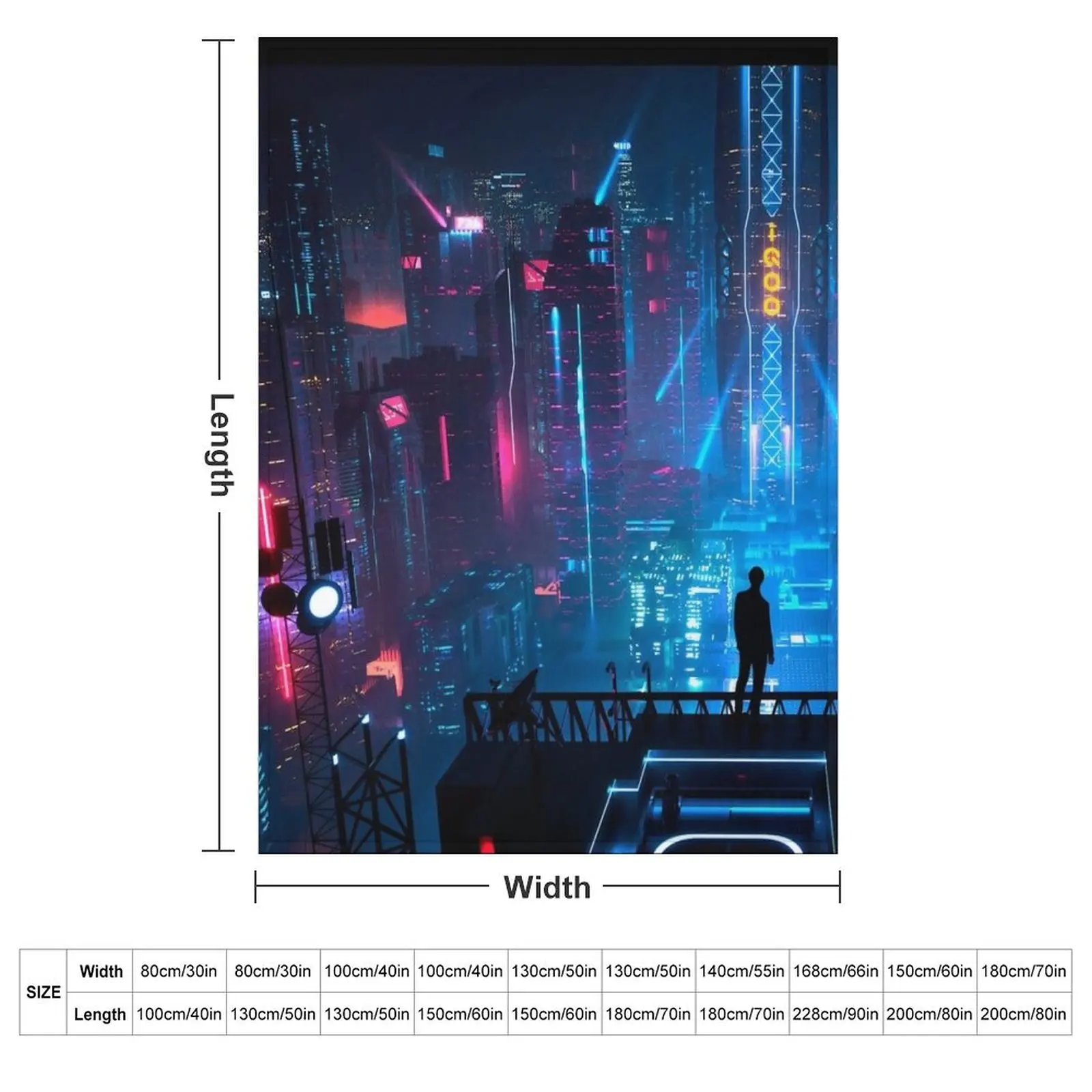 Anime Cyberpunk City Throw Blanket couch cozy soft plush fuzzy picnic outdoor blanket