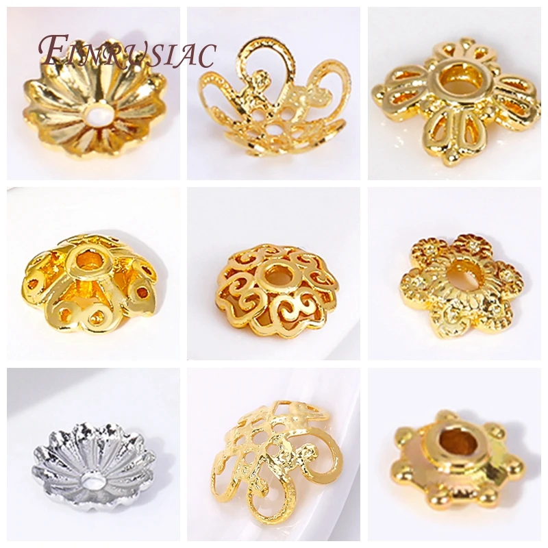 5MM 18K Gold Plated Brass Metal Corrugated Bead Caps Flower Caps For Beads Jewelry Beads Caps Making DIY Findings Accessories