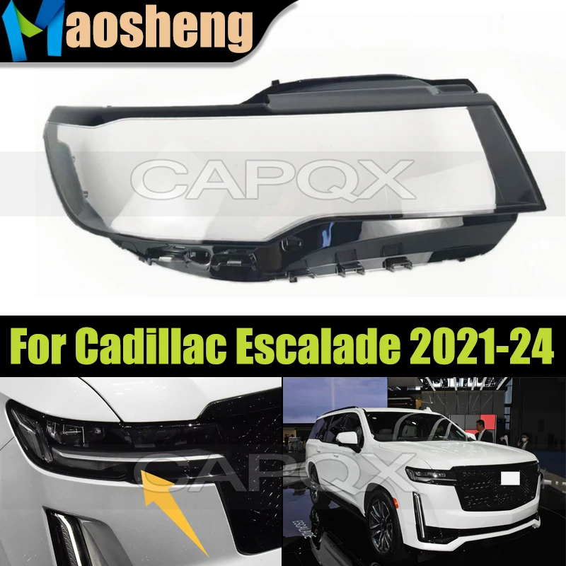 Car Headlight Cover Shell For Cadillac Escalade 2021 2022 2023 2024 Front Headlight Glass Cover Shell Replacement Lampshade
