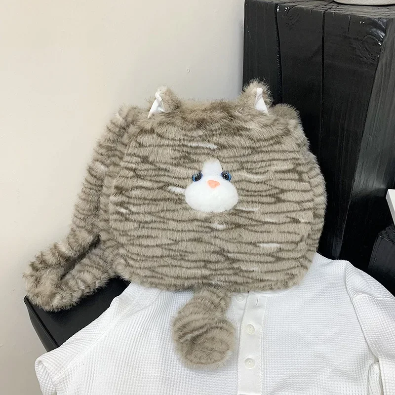Leuke kat pluche crossbody tas voor dames Nieuwe Instagram Zacht en schattig harig Grote capaciteit High-end sensorische communicatie Tote