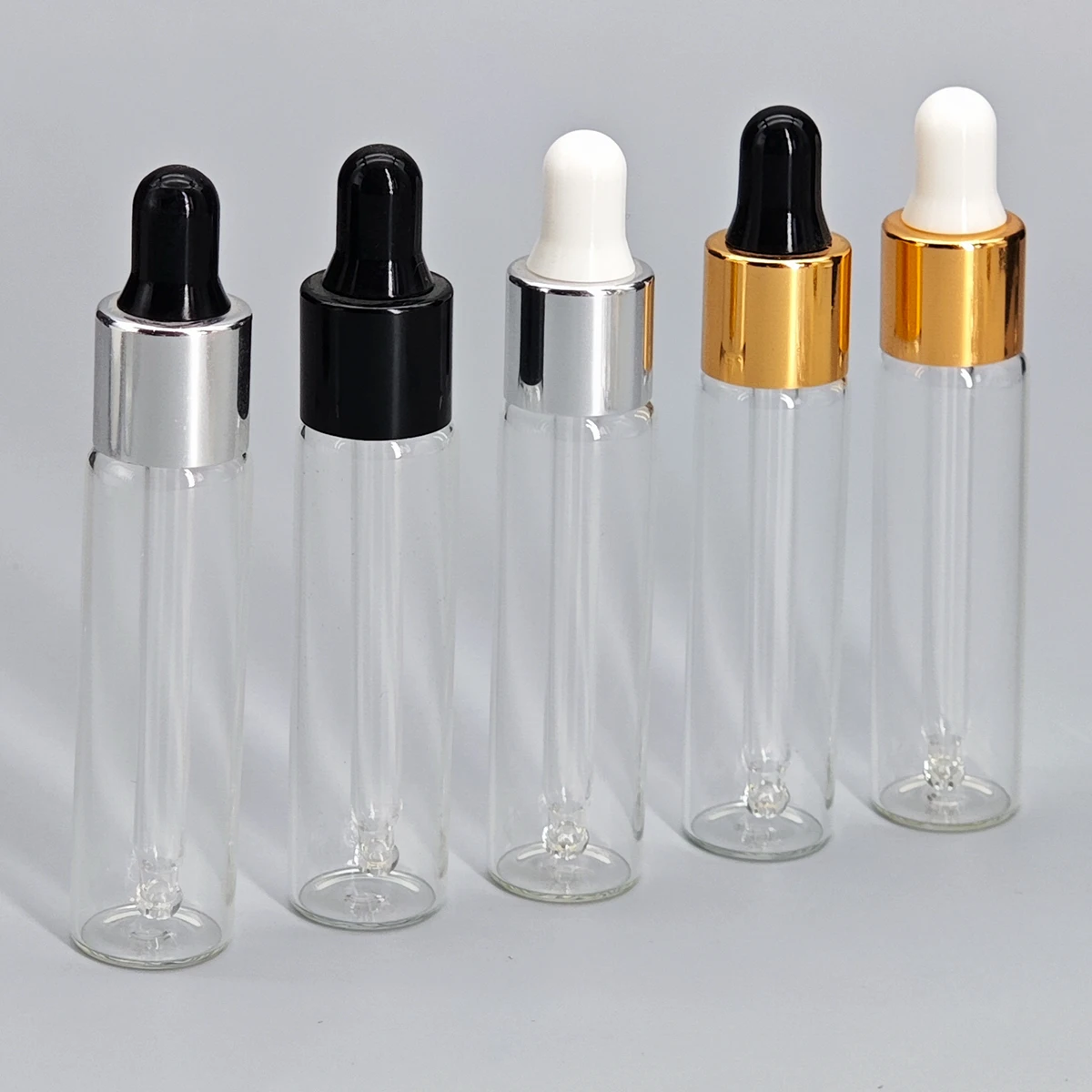 50  x 10ml Clear Glass Dropper Bottles Refillable Sample Vials for Perfume Essential Oil Travel Size Glass Tubing Bottle