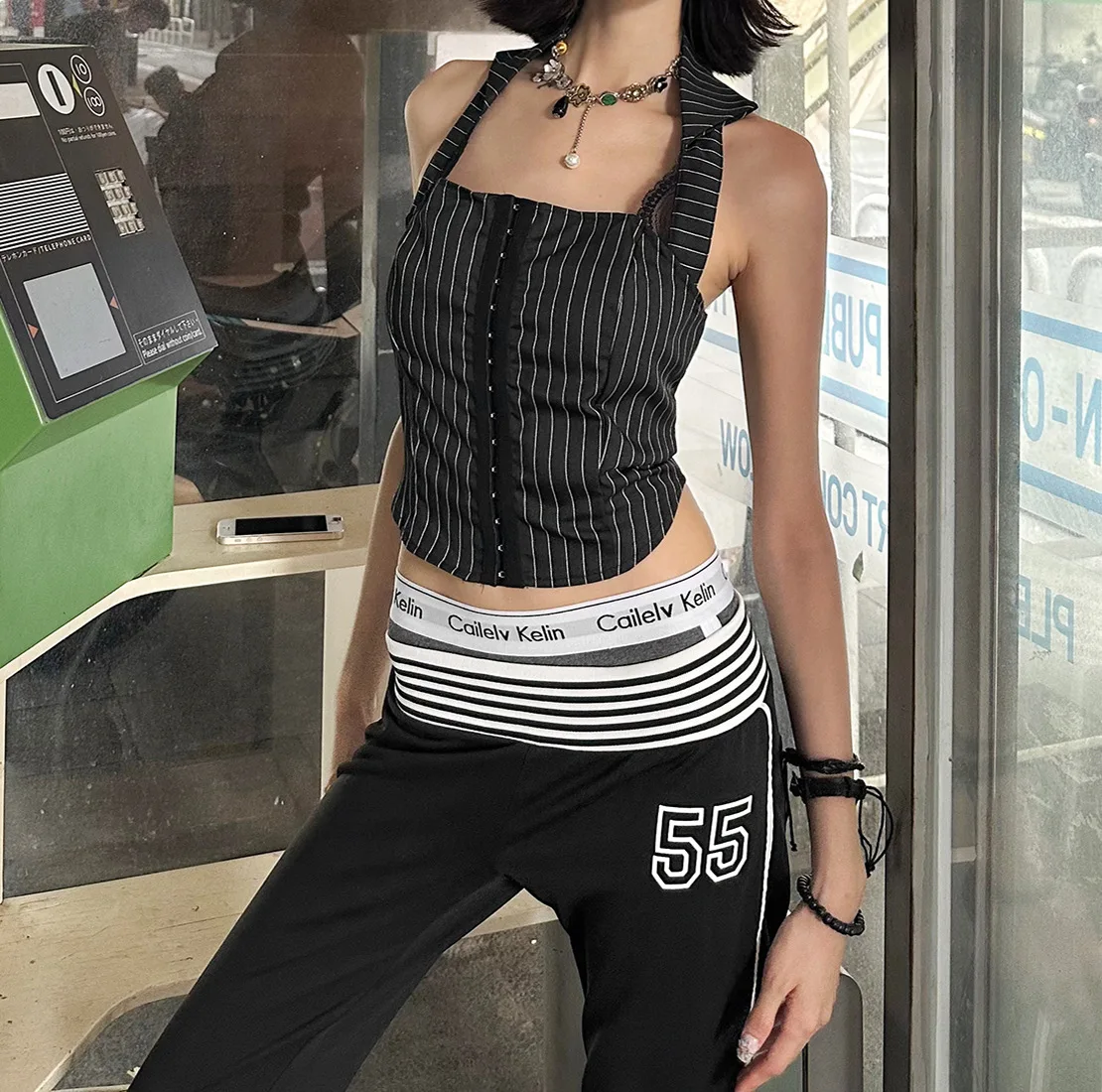 

Весна 2025, трансграничный женский кружевной укороченный топ в полоску для похудения, затягивающий корсет, трикотажный топ Sli