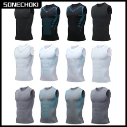 Débardeur de Compression pour hommes, chemises de gymnastique, sans manches, impression à séchage rapide, vêtements de sport, Fitness, musculation, haut d'entraînement musculaire