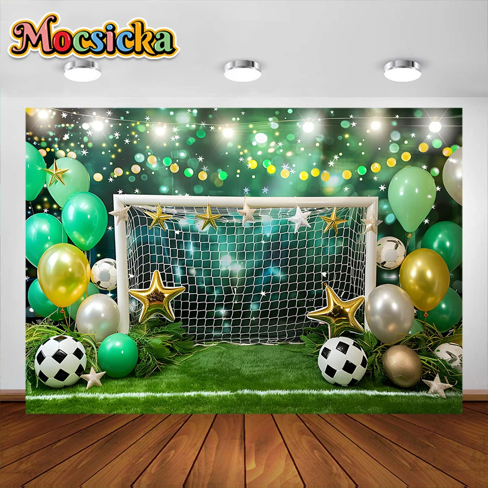 Children Birthday Photography Background Colorful Balloon Soccer Party Decor Backdrops Baby Birthday Portrait Photo Studio