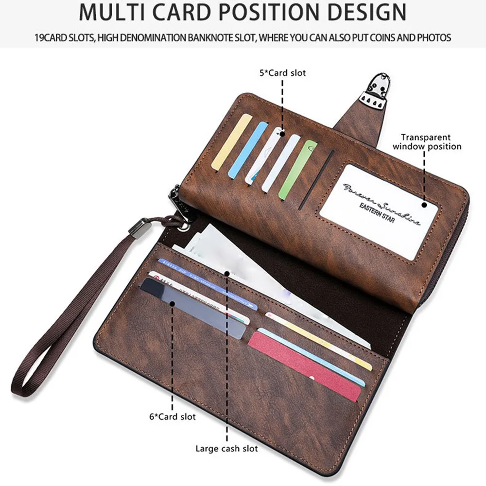 Multiple Card Slots Male Long Wallet Elegant Handhold Fashion Clutch Wallet Large Capacity Anti Theft Business Clutch Bag
