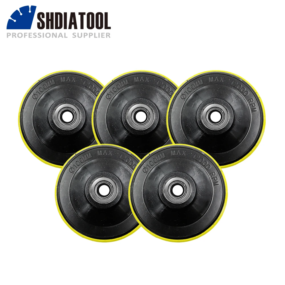 

SHDIATOOL 5/10pcs Foam Plastic Back Pads Set 4" 5" Dia100/125mm Diamond Polishing Pads Sanding Disc Backer M14 or 5/8"-11