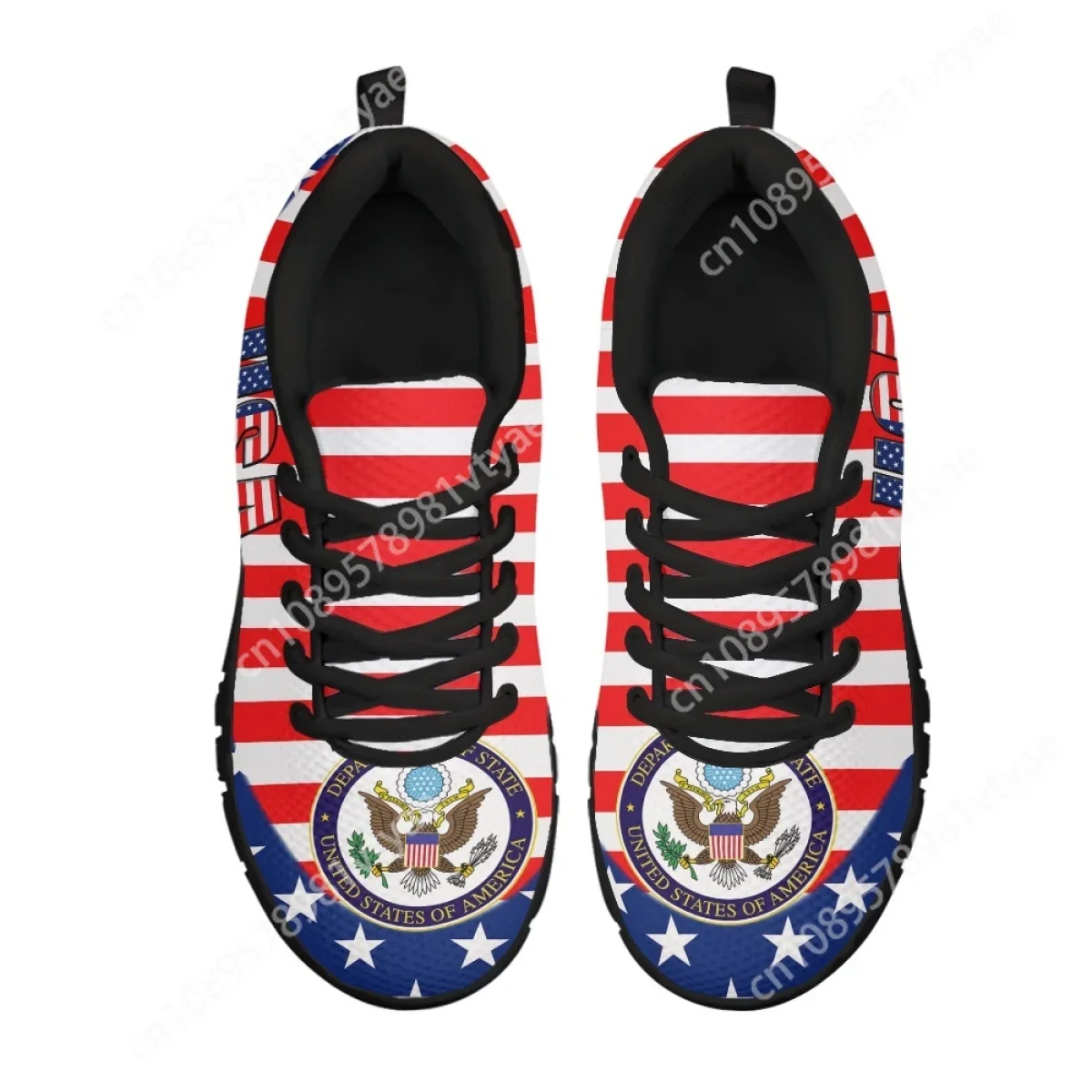 American Independence Day Round Toe Mesh Sneakers Non-Slip Flats Casual Running Shoes for Womens Mens USA Flag Tennis Shoes Gift