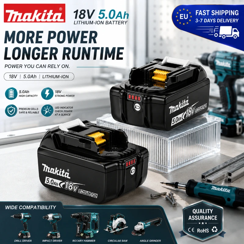 EU Schnellversand Makita 18V 5,0Ah Akku BL1850B BL1860 LXT Bohrschrauber Schleifer Kreissäge