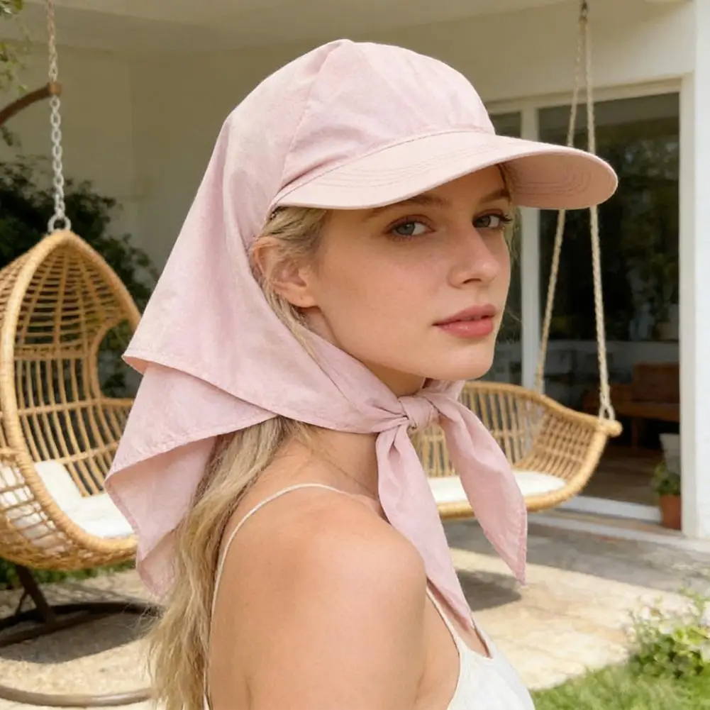 Bow Tie Turban Hat Adjustable Turban Hat with Sweet Bow Widened Brim Sun Hat for Uv Protection Quick-dry Ventilated Neck Cover