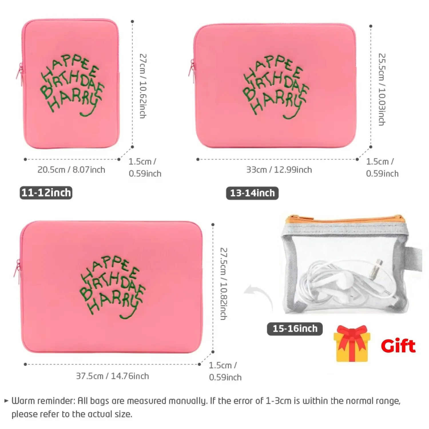 Cute Laptop Sleeve 11 13 15 16 Inch Notebook Bag for MacBook Air Pro Samsung Lenovo HP Dell Computer Bag Ultrabook Tablet Case