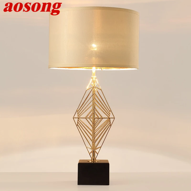 

AOSONG Contemporary Golden Table Lamp Nordic Fashionable Living Room Bedroom Creative LED Hollow Out Decoration Desk Light