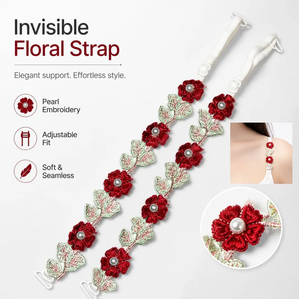 New Removable Floral Bra Straps Lace Anti-slip Floral Shoulder Belts Decorative Adjustable Shoulder Straps