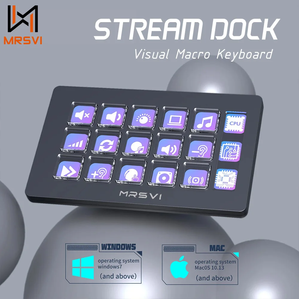 MRSVI 293S لوحة المفاتيح البصرية تيار حوض سطح السفينة 15 مفاتيح LCD زر إنشاء المحتوى الحي تحكم زر مخصص ل Win/MacOS #1