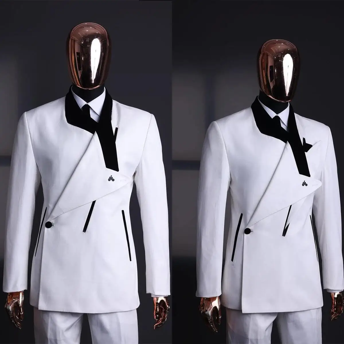 Fashion Design Men Suit 2 Pieces Blazer Pants One Button Peaked Lapel Business Slim Fit Formal Wedding Groom Costume Homme