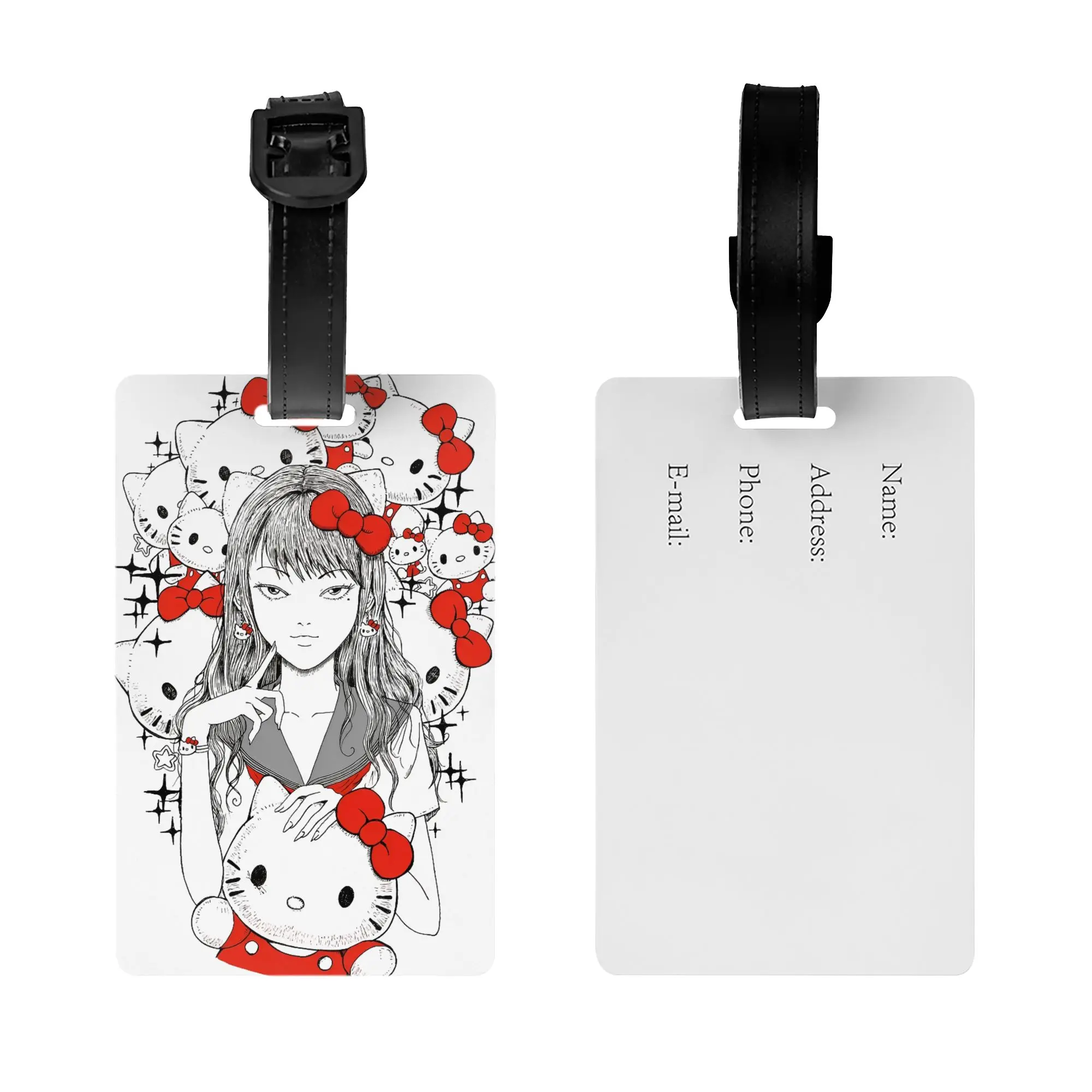 Junji Ito Hello Kitty Tag Bagasi Horor Aksesoris Perjalanan Koper Tas Bagasi Tag ID Alamat Pesawat Tag Bagasi Hadiah